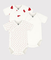Body met hartjesprint en korte mouwen: Set van 3