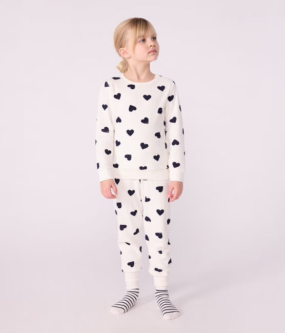 Pyjama in badstof met hartjesprint