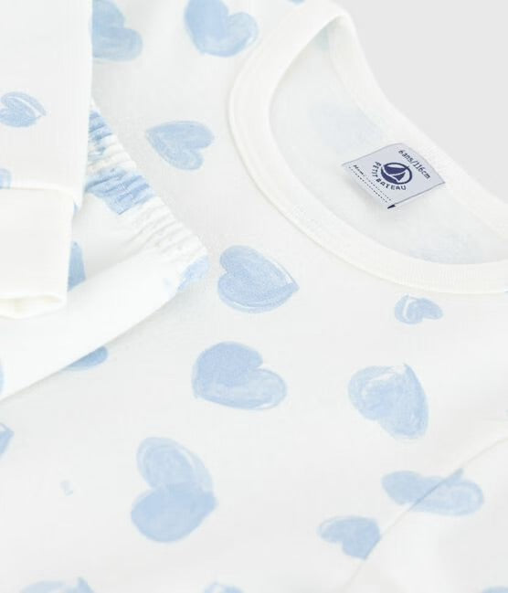 Pyjama in fleece met hartjesprint