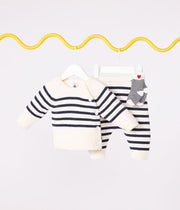 Gebreid babysetje Marinestrepen