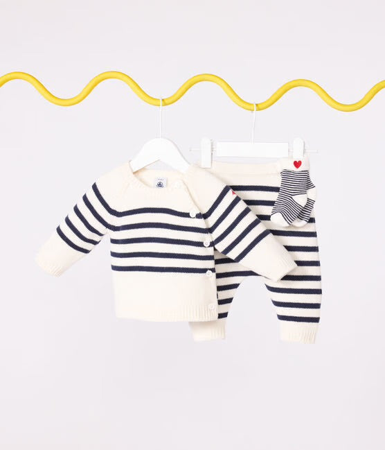 Gebreid babysetje Marinestrepen