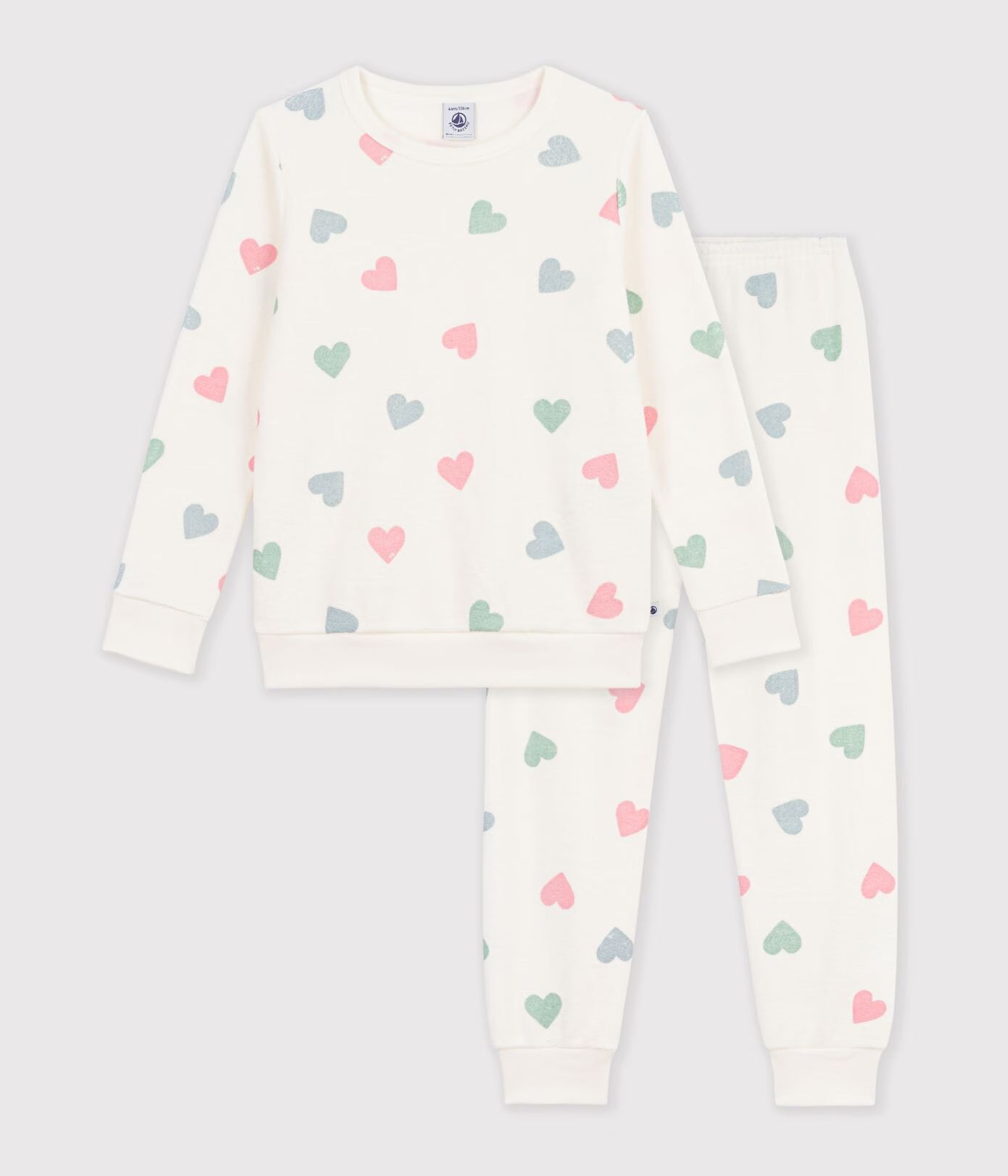 Kinderpyjama van katoenen badstof met hartjesprint