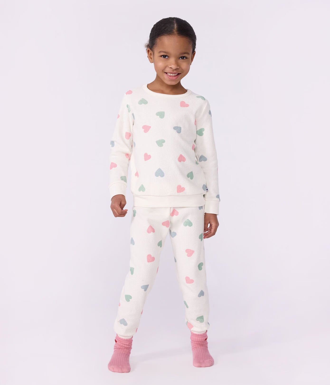 Kinderpyjama van katoenen badstof met hartjesprint