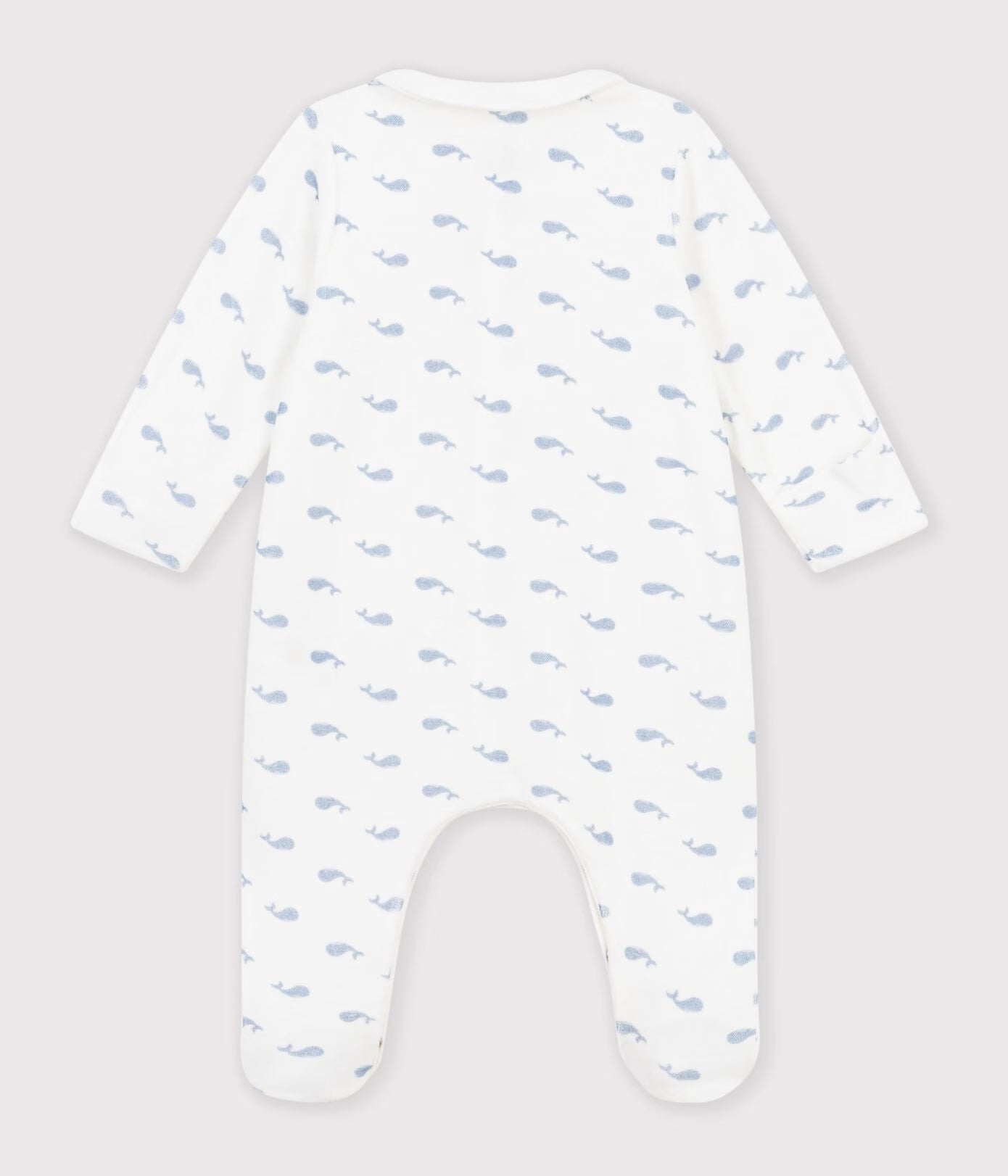 Fluwelen babypyjama met kraag en walvisprint