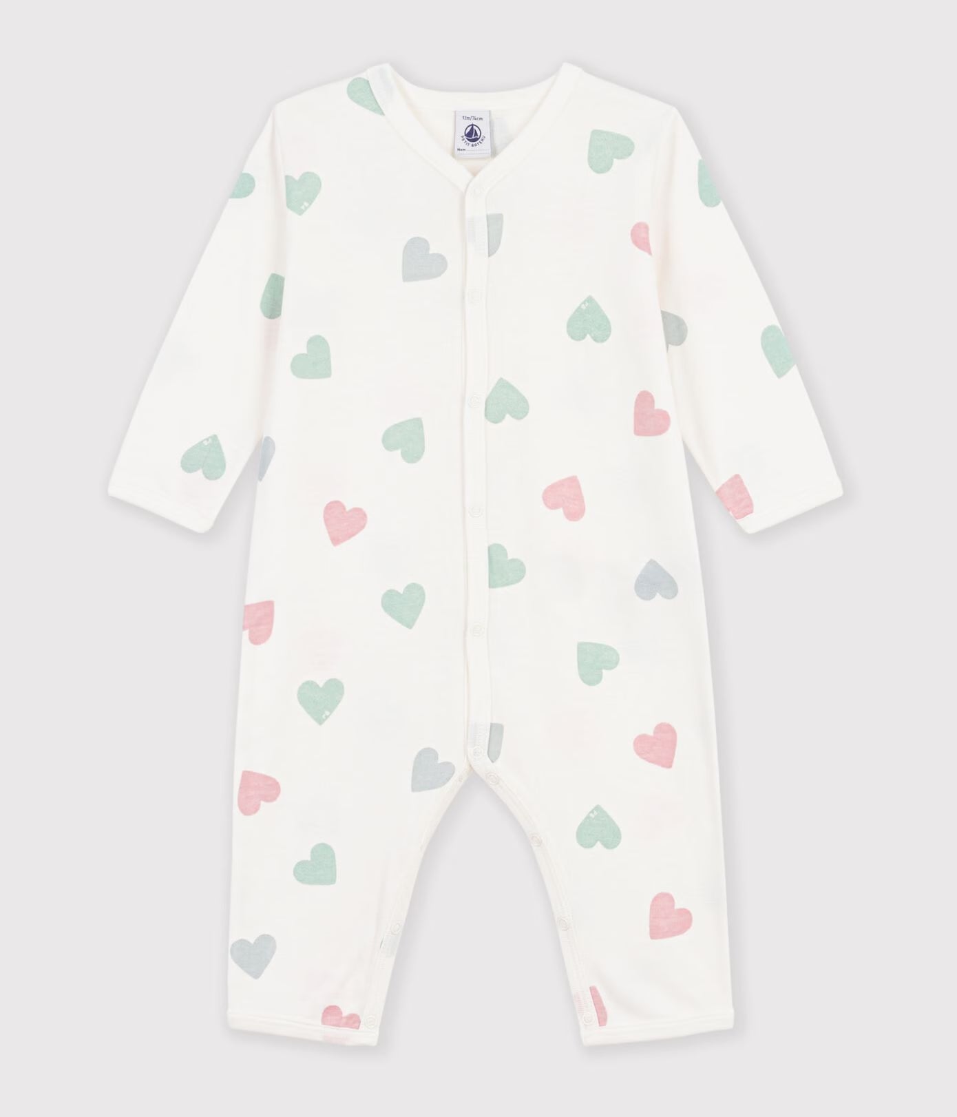 Babypyjama zonder voetjes van katoen met hartjesprint