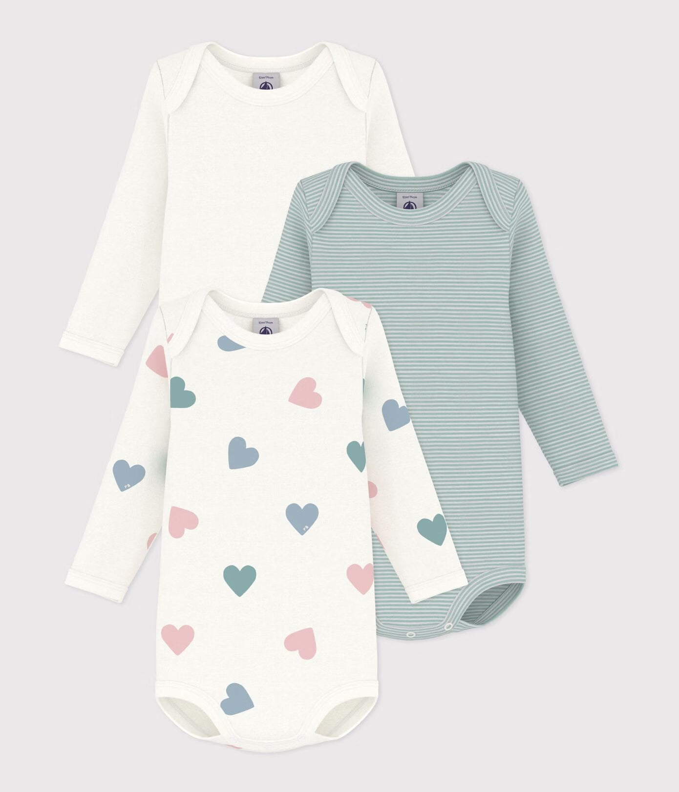 Set van katoenen body's met lange mouwen en print