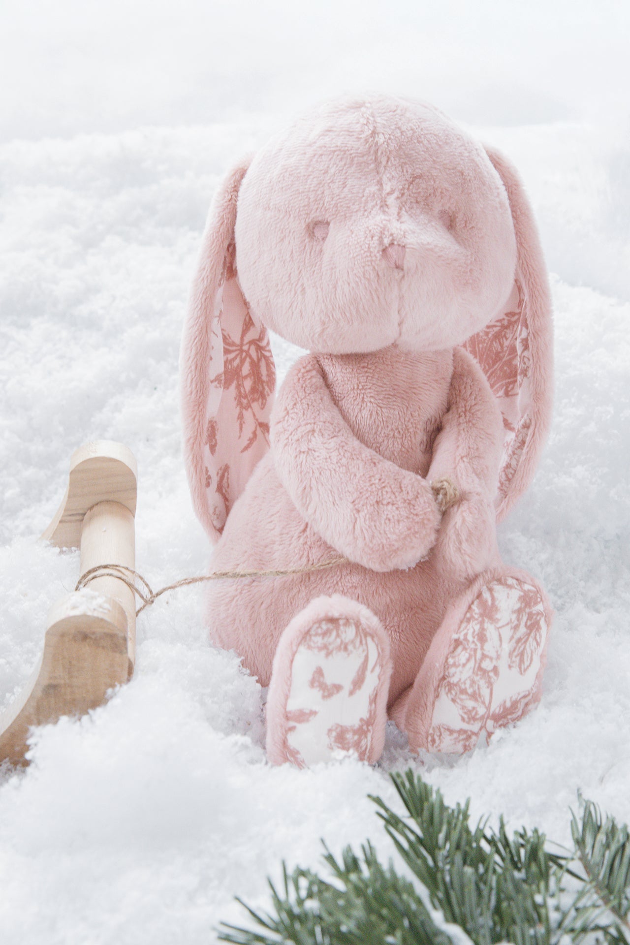 Augustin le lapin 25cm Toile de Jouy gris
