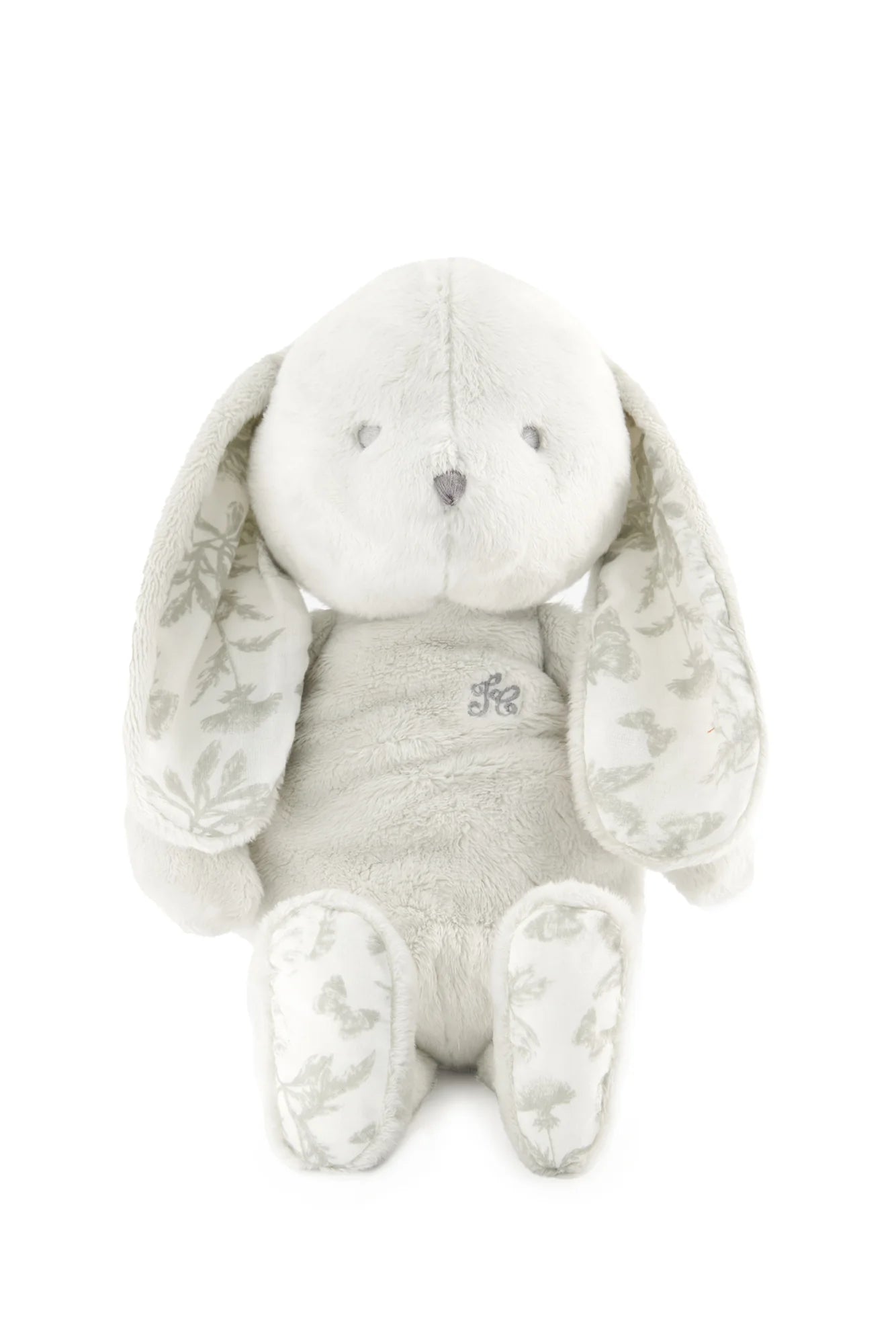 Augustin le lapin 25cm Toile de Jouy gris