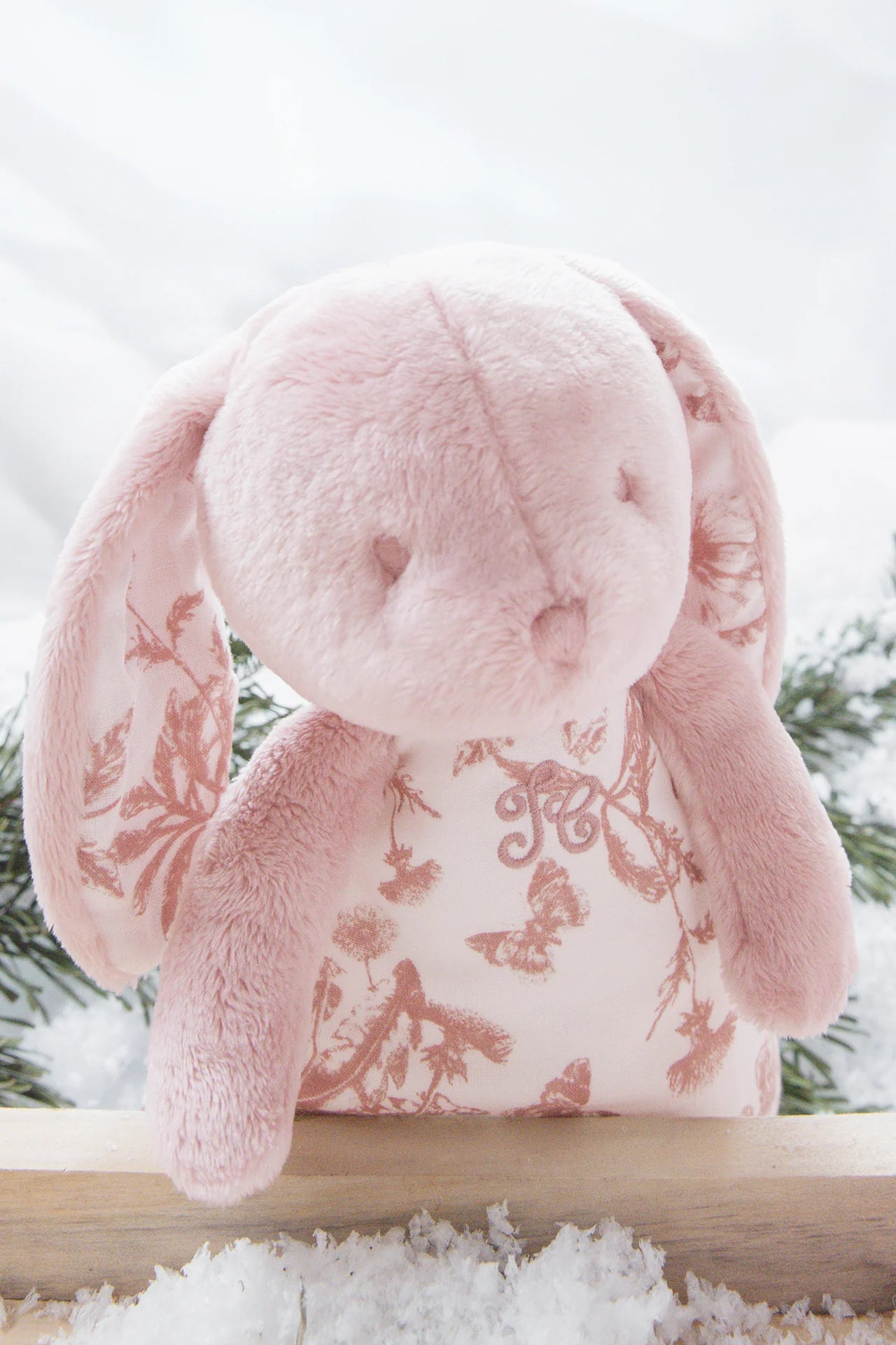 Augustin le lapin musicale Toile de Jouy rose