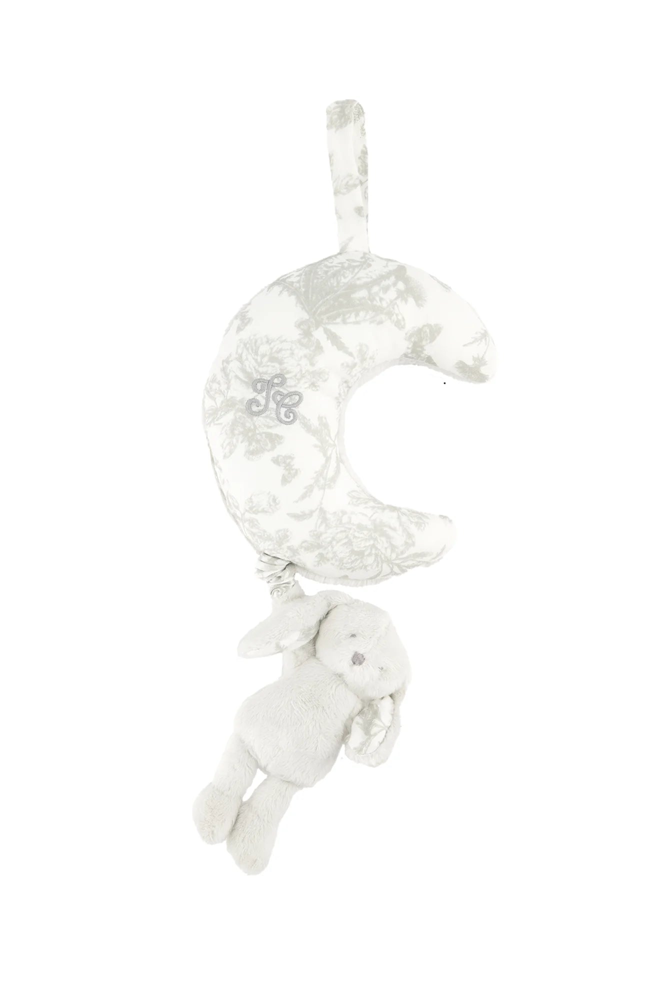 Augustin le lapin musicale Toile de Jouy gris