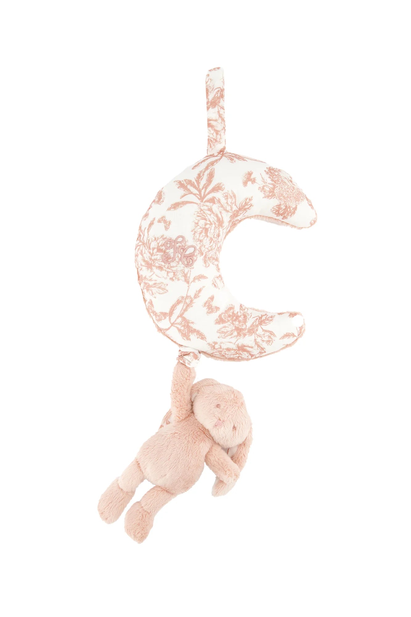 Augustin le lapin musicale Toile de Jouy gris