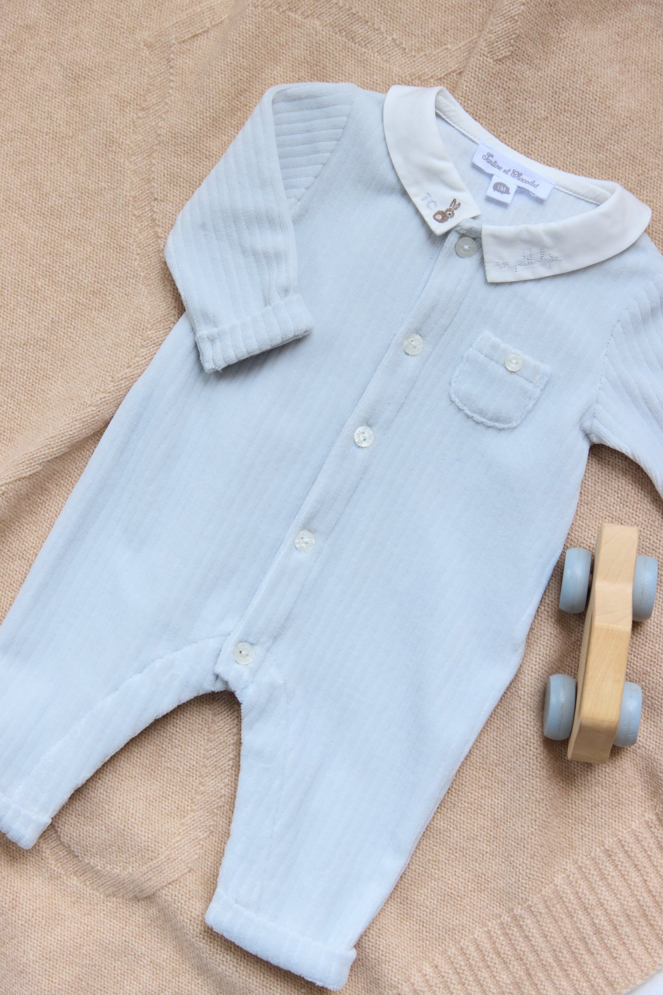 Babypakje Bleu céleste velours
