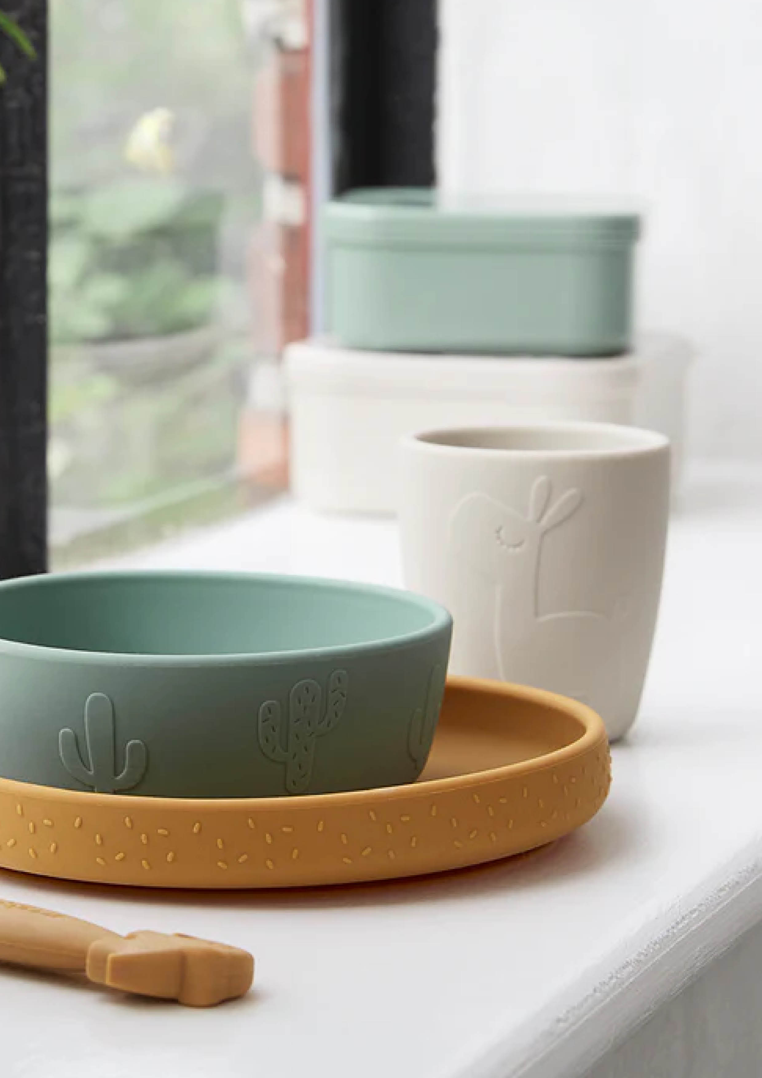 Stick&stay Dinner set Green/Mustard/Sand