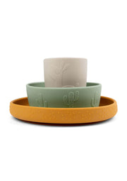 Stick&stay Dinner set Green/Mustard/Sand