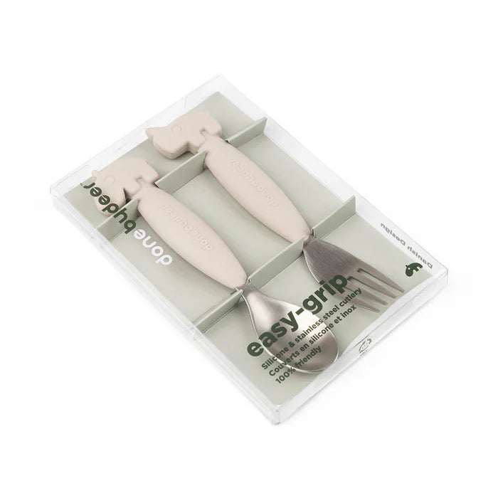 Easy-grip Spoon & Fork set Deer friends Sand