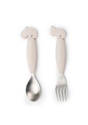 Easy-grip Spoon & Fork set Deer friends Sand