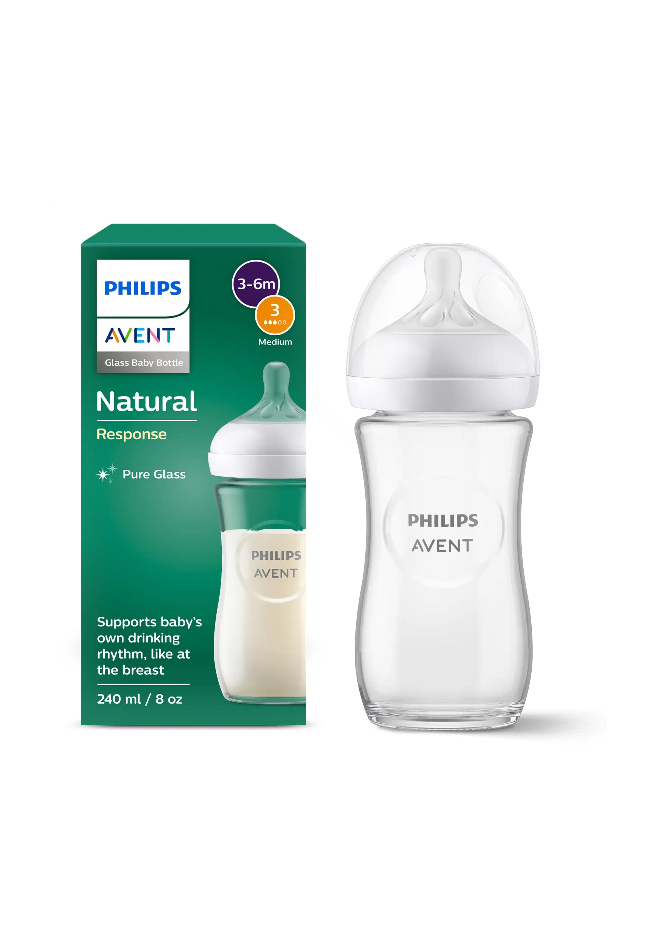 Natural 3.0 zuigfles 240 ml Glas