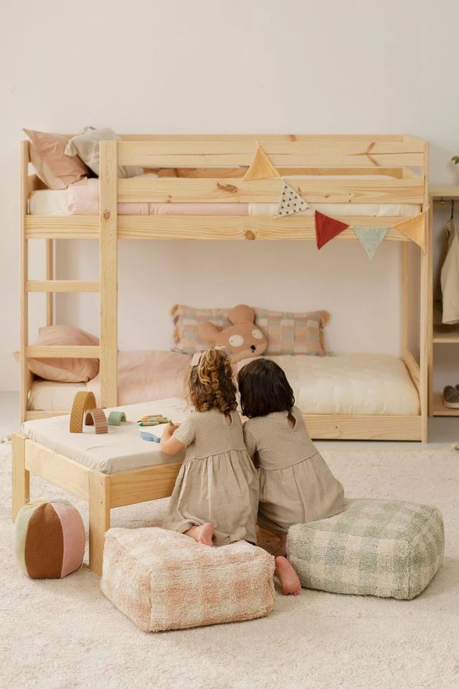 Vichy rose pouf