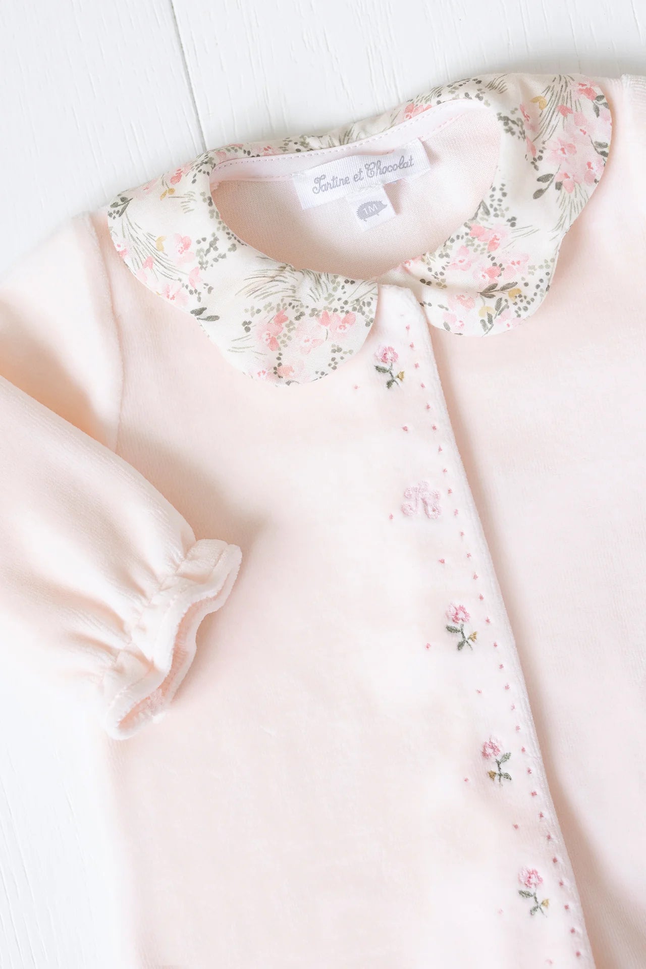 Pyjama Velours rose fleuri