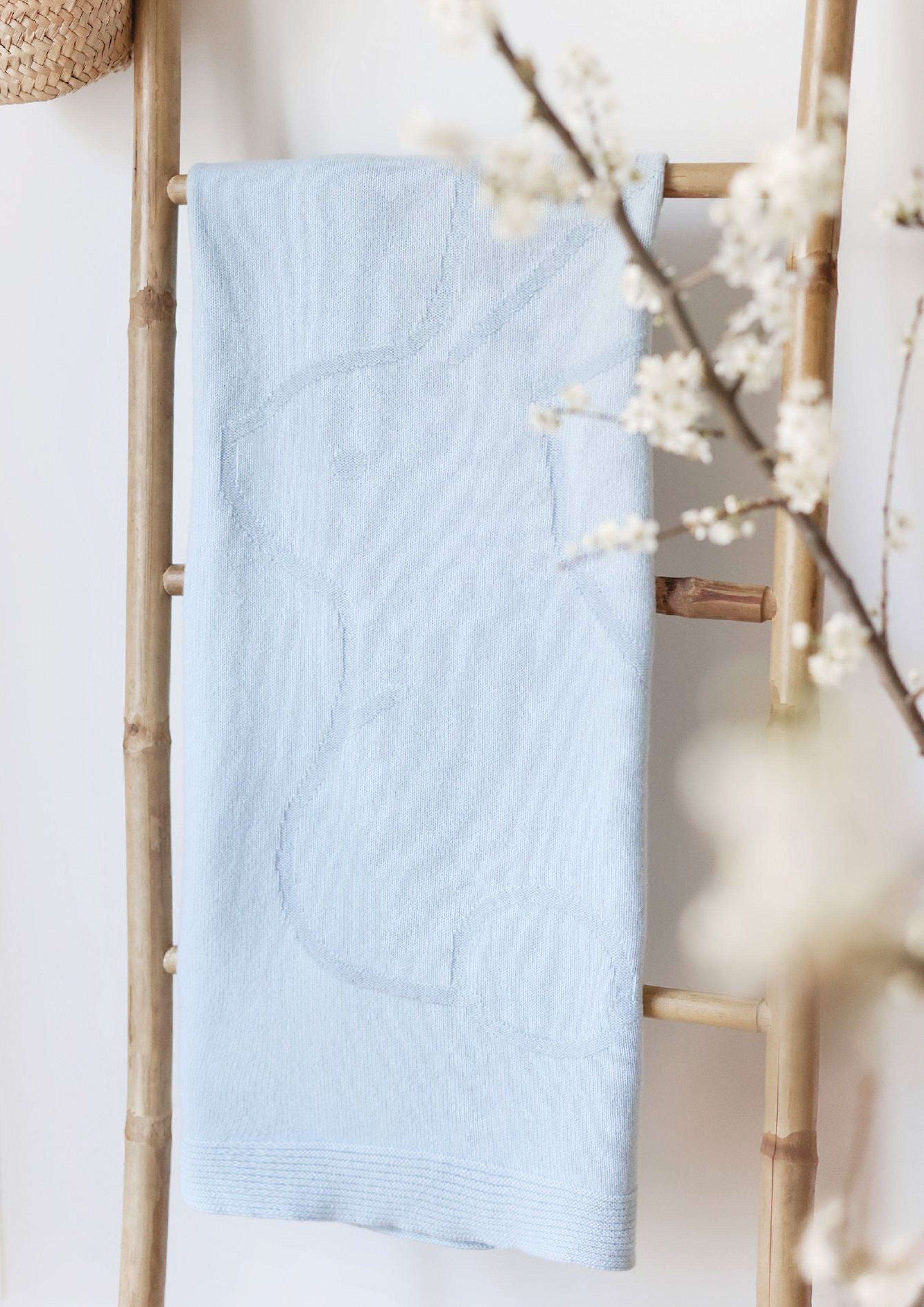 Plaid lapin cashmere Bleu ciel