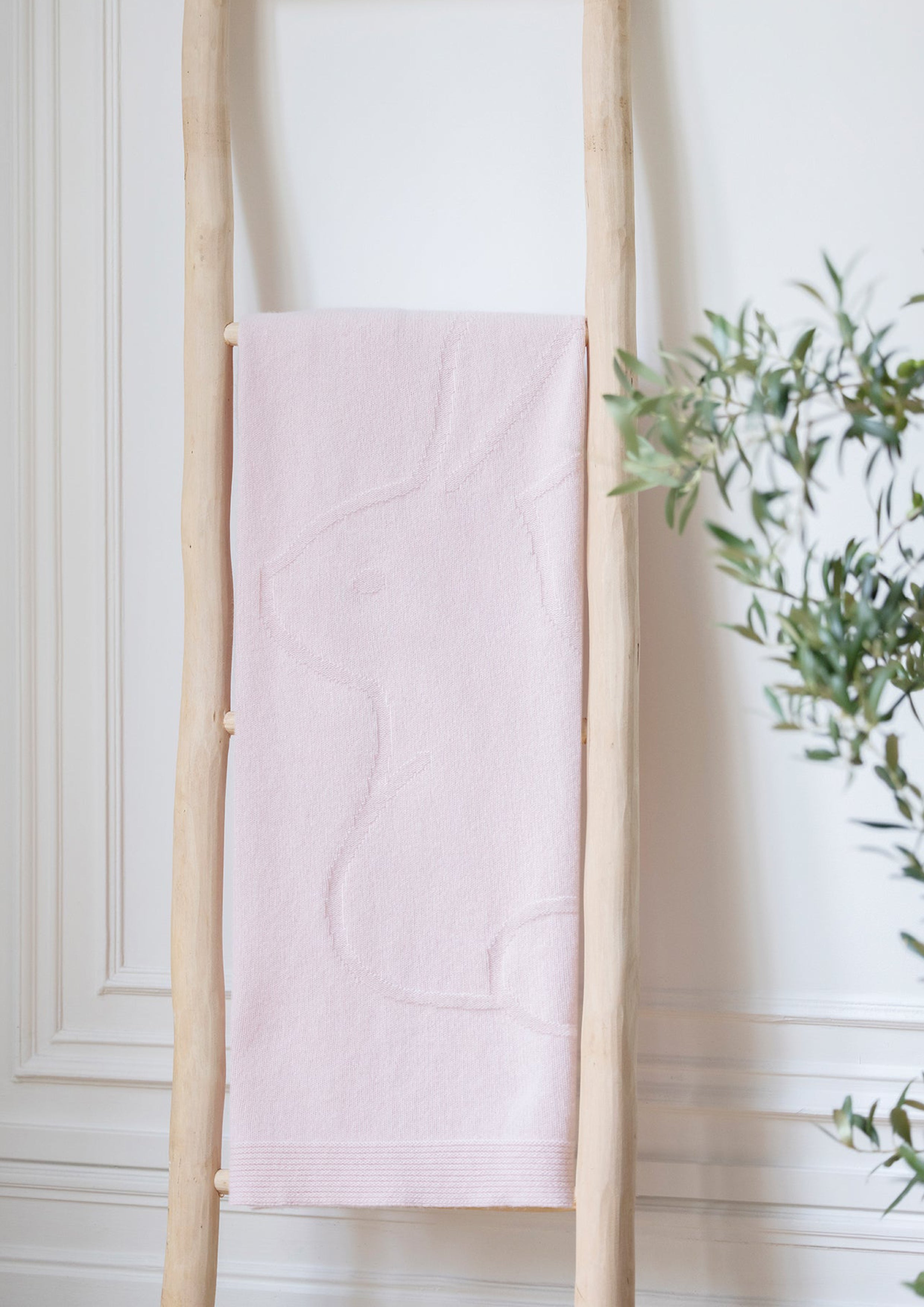 Plaid lapin cashmere Rose pâle