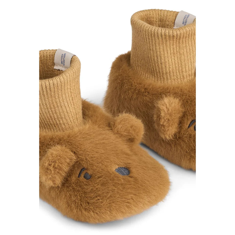Beth Bear plush slippers Golden caramel