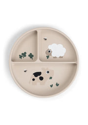 Stick&Stay Compartment plate Tiny farm Sand