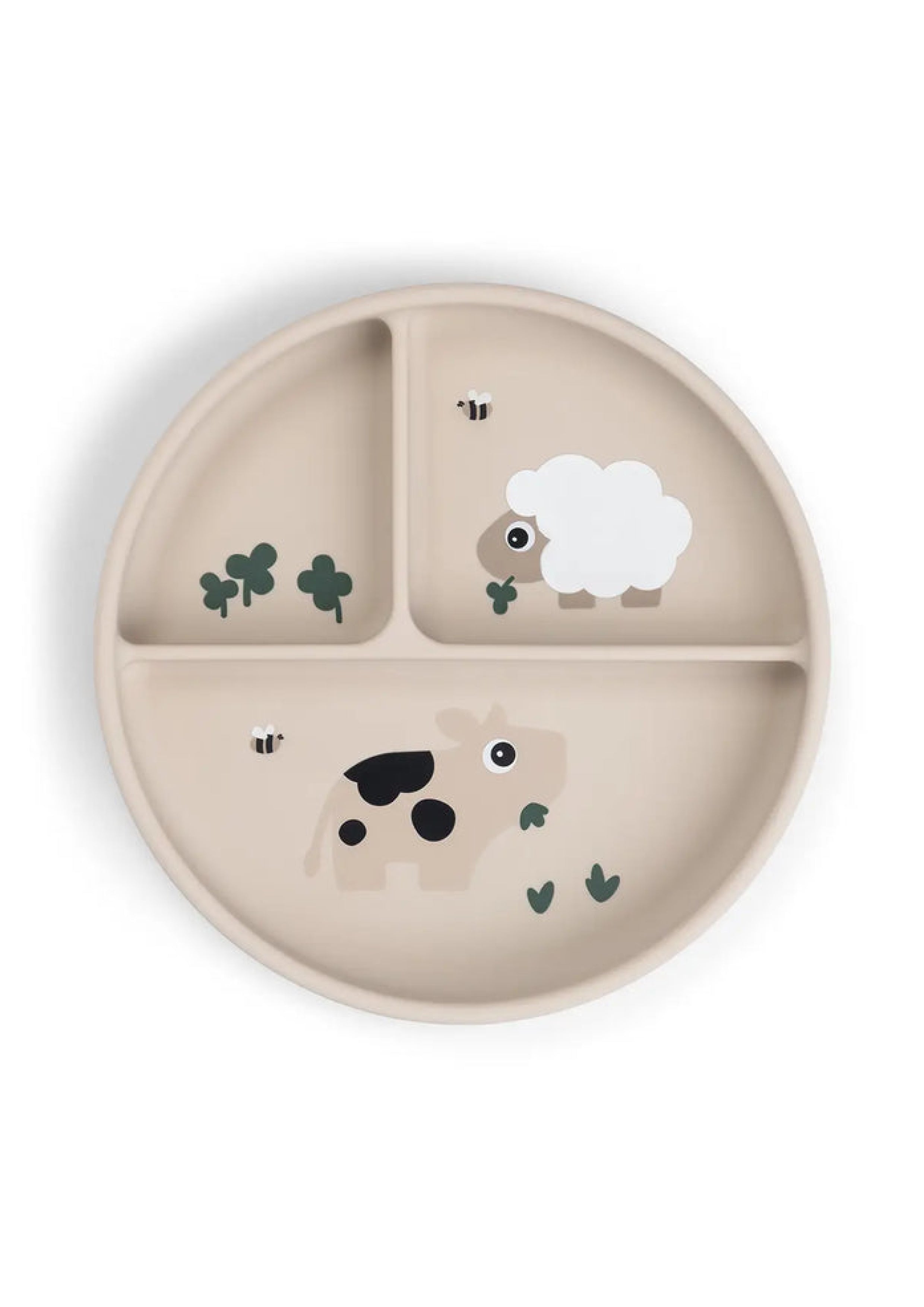 Stick&Stay Compartment plate Tiny farm Sand